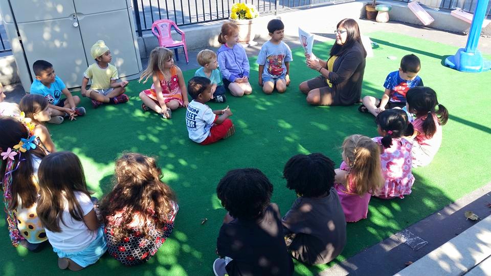 Preschool outdoor reading time